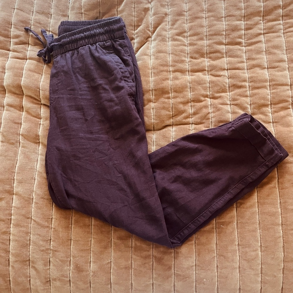 Women's Burgundy Colored Linen Pants